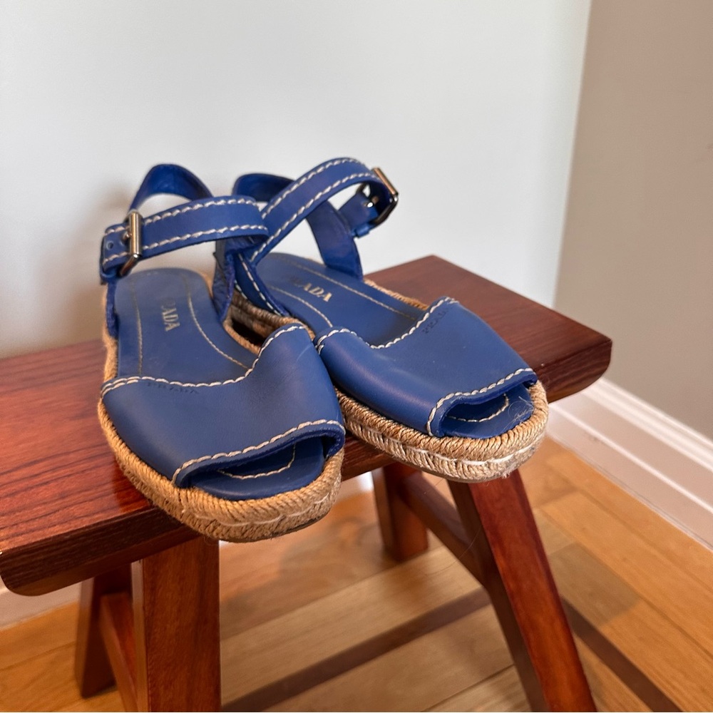 Blue Prada Leather Espadrille Sandals, size 36 - Picture 8 of 8